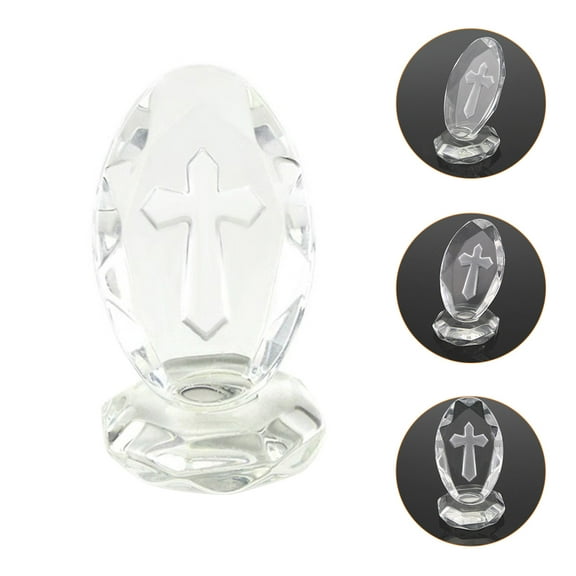 USHOBE Elegant Crystal Cross Tabletop Decor 1Pcs 5.1X3In