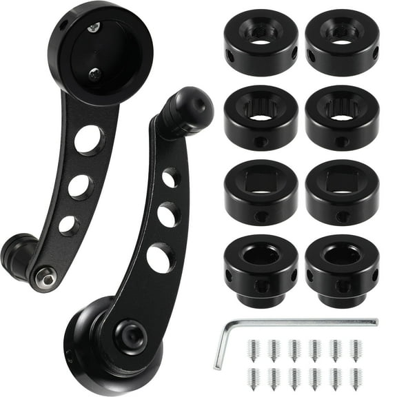 USHOBE 1Set Black Aluminum Alloy Car Window Shake Handle For Car Door Accessories Interior Upgrade 3.7In Diameter