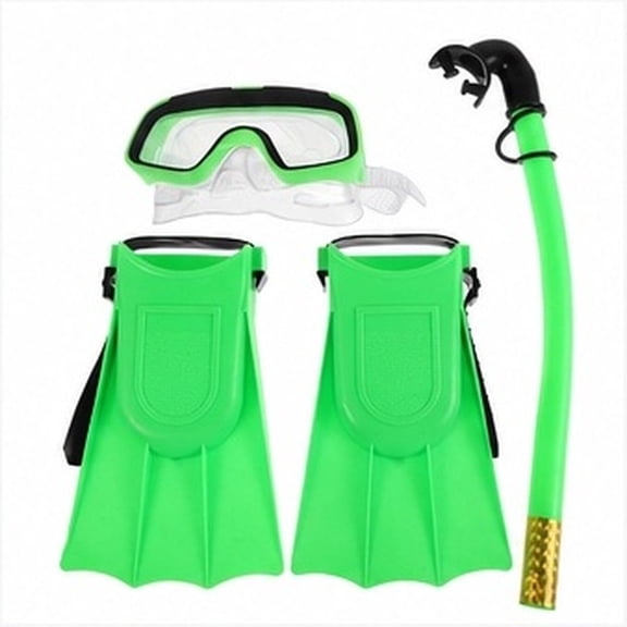USHOBE 1Set Complete Snorkeling Gear with Flippers Dry Snorkel and Antifog Goggles in Green