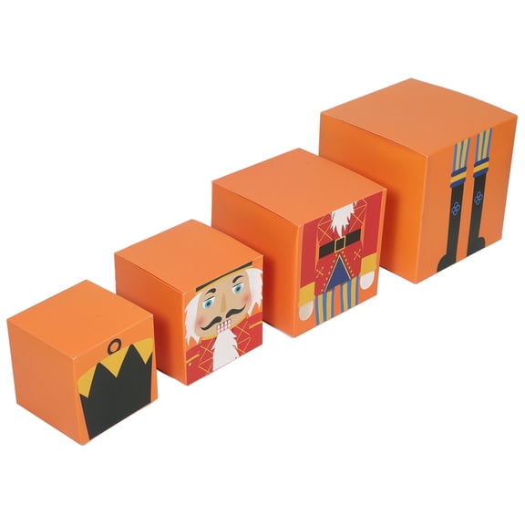 USHOBE 1Set Space Saving Nesting Present Boxes for Christmas Holiday Storage Orange