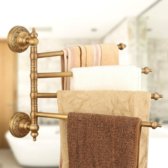 USHOBE 1Set Golden Copper Towel Storage Rack for Bathroom Use with Retro Design and Space-saving Features