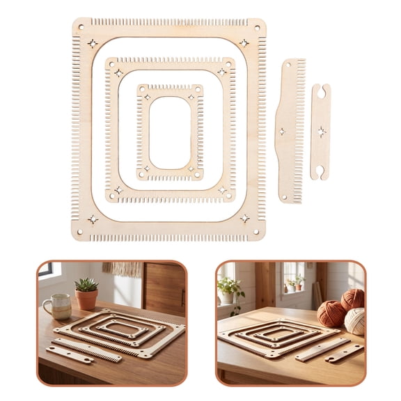 USHOBE Stable Khaki Wooden Weaving Board for Creative Handmade Tapestries