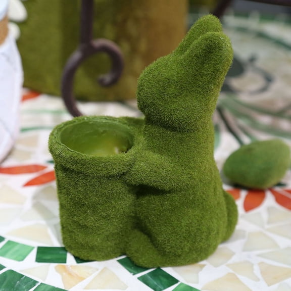 USHOBE 1Set Resin Flowerpot Rabbit Cactus Planter Green 6.2x5.3in