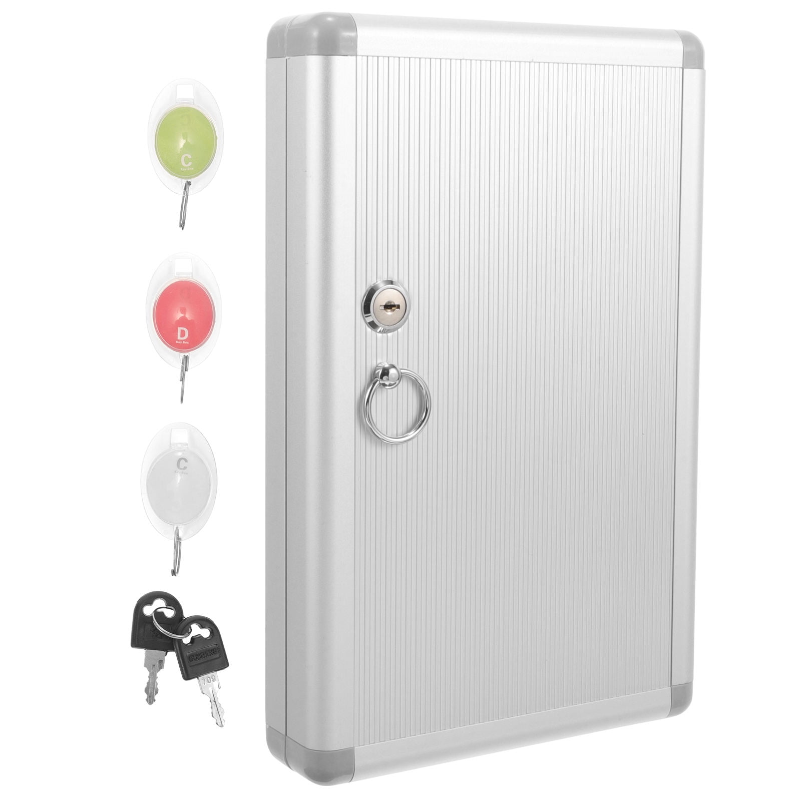 USHOBE 1Set Wall Mounted Plated Silver Key Cabinet with Lock Large Capacity for Convenient Key Management