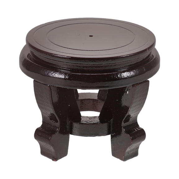USHOBE Wooden Flowerpot Stand Set for Indoor Plants, Brown Round Plant Display Stool with Chinese Style Design