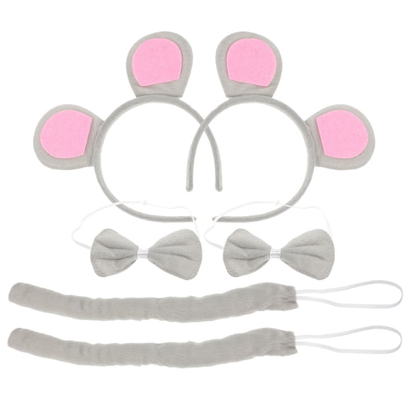 USHOBE 2 Sets of Mouse Headdress Set Headband Grey Cloth for Family Fun