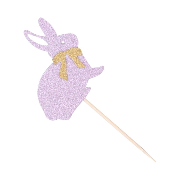 USHOBE 24Pcs Pink Glitter Cake Picks Easter Cake Topper Bowknot Design