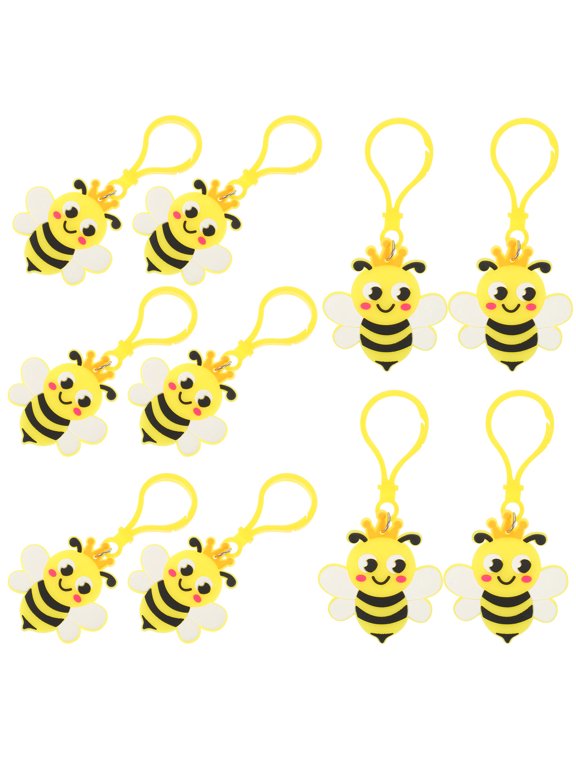 24Pcs Cute Bee Keychain Pendant Decorative Key Ring for Bags Purse
