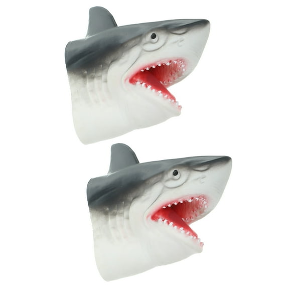 USHOBE 2Pack Novelty Toys Shark Head Hand Puppets Assorted Color for Boys and Girls Playtime