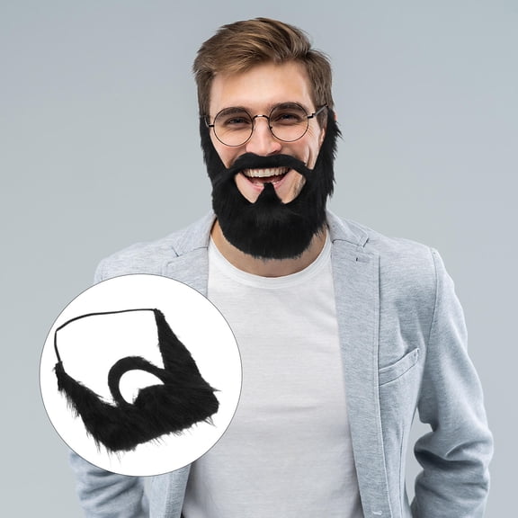 USHOBE 2Pcs Black Costume Fake Beard for Wedding Party Cosplay Photo Taking