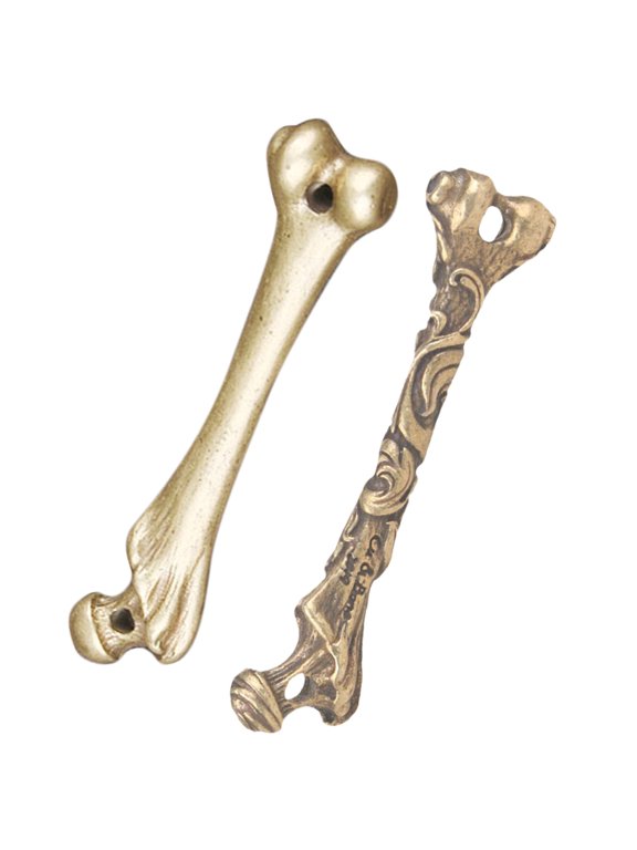2Pcs Brass Bone Pendant DIY Amulet Keychain Charm Golden Vintage Craft Decor