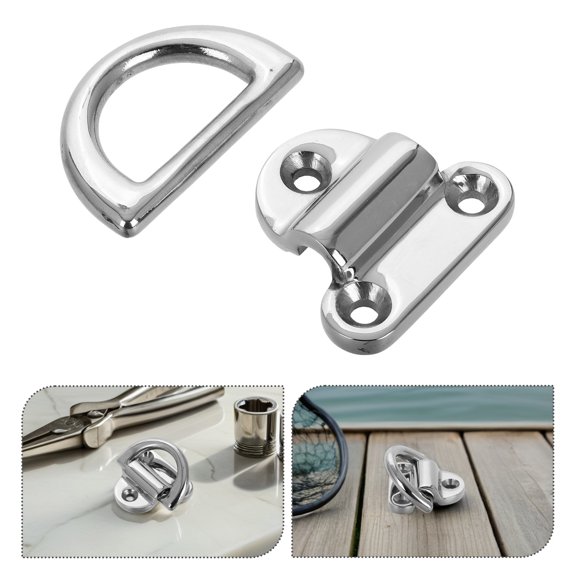 USHOBE 2Pcs Marine Grade Stainless Steel Boat D Ring Hardware for Secure Deck Lashing and Tie Down
