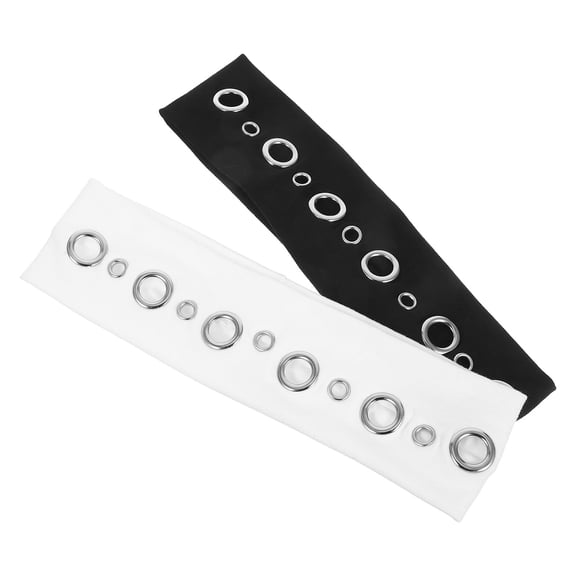 USHOBE 2Pcs Punk Style Wide Headband with Hollow Out Eyelets Elastic Stretchy Fabric for Music Festival Fashion