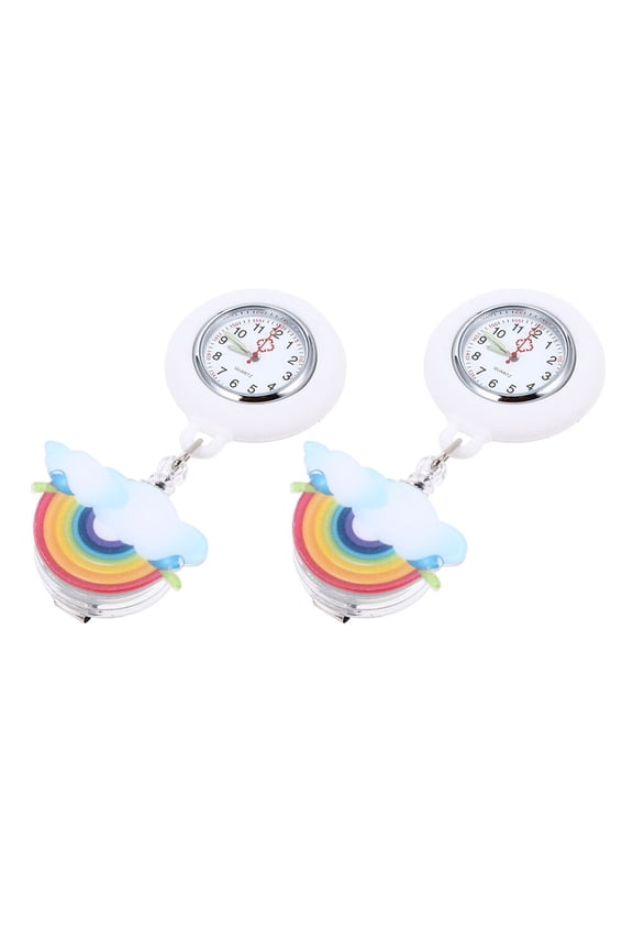 2Pcs Retractable Watch Large Dial Design Waterproof Time Checking for Doctors and Nurses