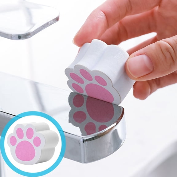 USHOBE 2Pcs Unique Cat Claw Sponge Scrubber for Mirror Faucet Water Tap Glass Window Cleaning Household Users