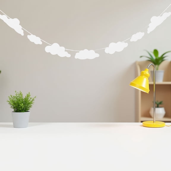 USHOBE 2pcs Hanging Clouds Decorations White Non-woven Fabric Banner