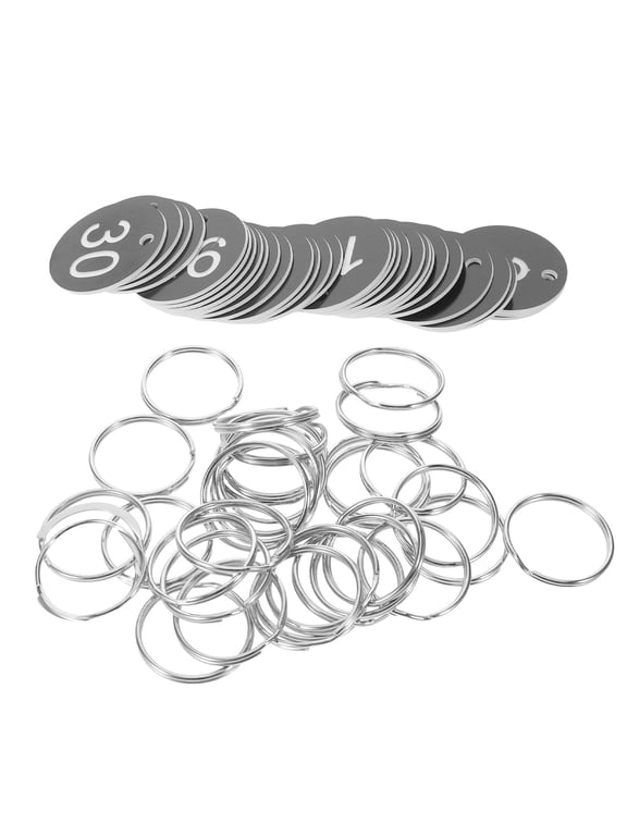 30pcs Abs Number Tags with Metal Ring, Black Reusable Key Labels