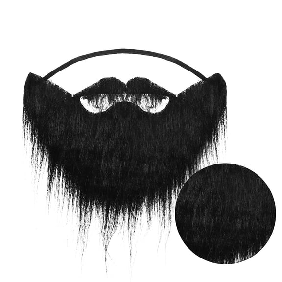 USHOBE 3Pcs Mens Fake Beard for Costume Accessory Black Rubber
