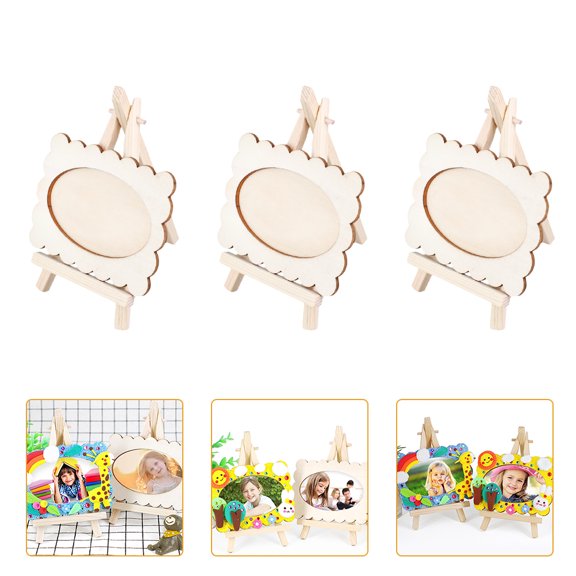 USHOBE 3Pcs Picture Frame Display Wood Light Yellow for Problem-solving Skills Development