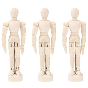 USHOBE 3-Piece Wooden Mannequin Figure Set, Sketch Puppet for Artists, Drawing, Painting, Art Reference Model