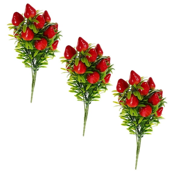 USHOBE 3Pcs Strawberry Plants Artificial For Indoor And Outdoor Decoration In Realistic Simulation