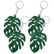 USHOBE 4Pcs Green Leaf Key Ring Hanging Decorative Pendants Portable Lightweight for Bag Or Key