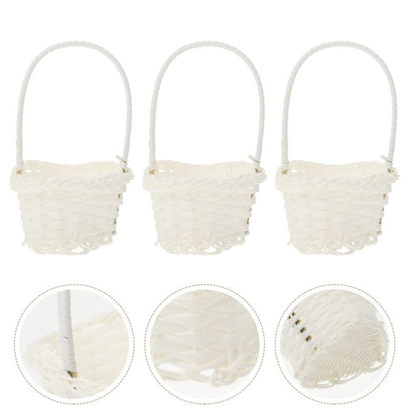 USHOBE Mini Woven Basket White Plastic present Recipients Living Room 4Pcs 5.9X3.5X3.1in