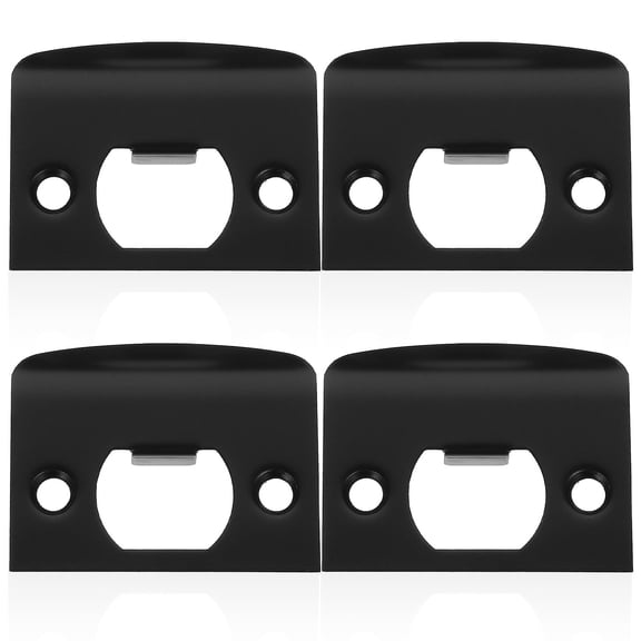 USHOBE 4Pcs Durable Black Metal Door Latch Plate with Smooth Guide and Stylish Design