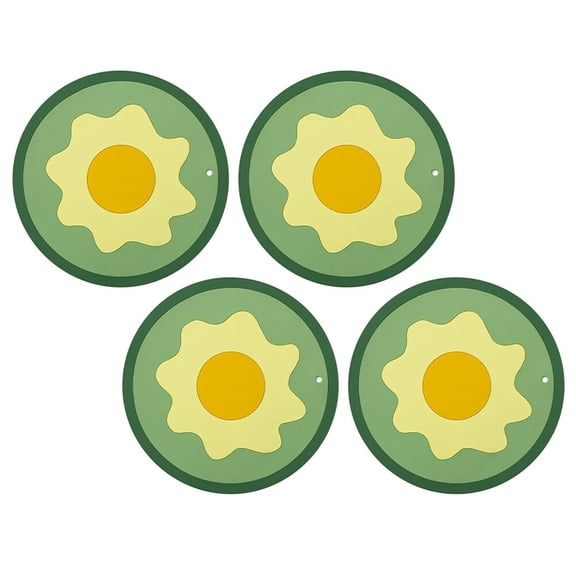 USHOBE 4Pcs Green Insulated Cup Pads with Fried Egg Design for Home Use Multipurpose Coasters