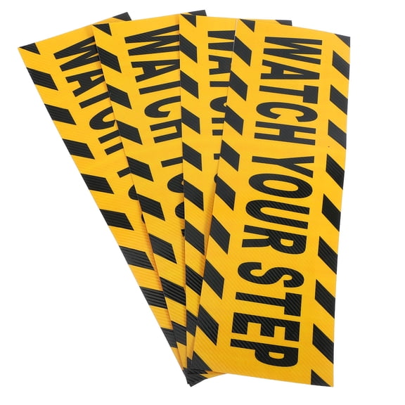 USHOBE 4Pcs Watch Your Step Floor Decals Black Yellow PVC Anti Slip Caution Tape for Home