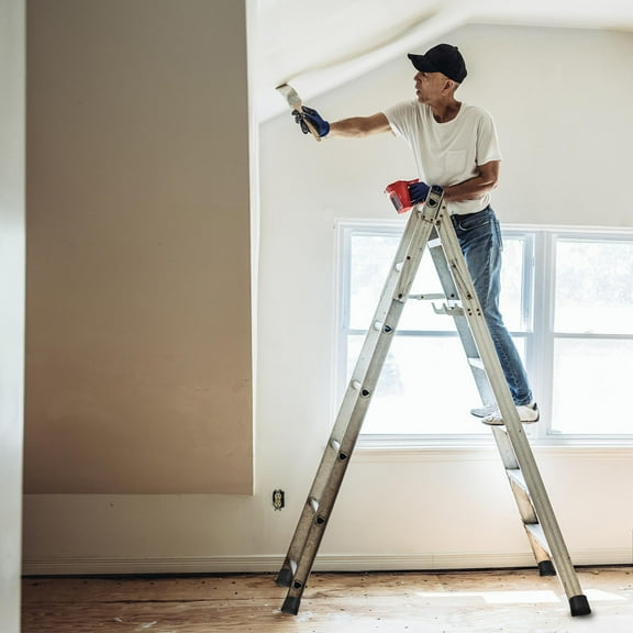 USHOBE 4Pcs Round Black Rubber Ladder Feet Pads for Non-skid Floor Protection Indoor Use