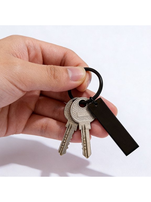 Blank Stainless Steel Keychain Black DIY Engravable for Decor 5Pcs