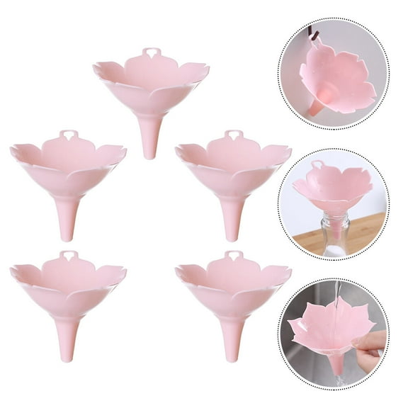 USHOBE 5Pcs Plastic Kitchen Funnels No Leak Filtration for Cooking and Containers
