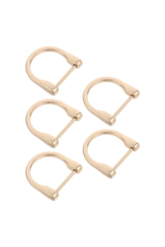 5Pcs Golden Metal D Shape Rings with Screw Mechanism for DIY Bag and Strap Repair