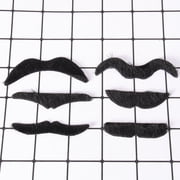 USHOBE 6 Pcs Fake Mustaches Party Supplies Self Adhesive Black Plush Fiber Realistic Appearance for Adults