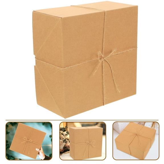 USHOBE 6Pcs Brown Kraft Paper Boxes for Christmas 20X20X10CM