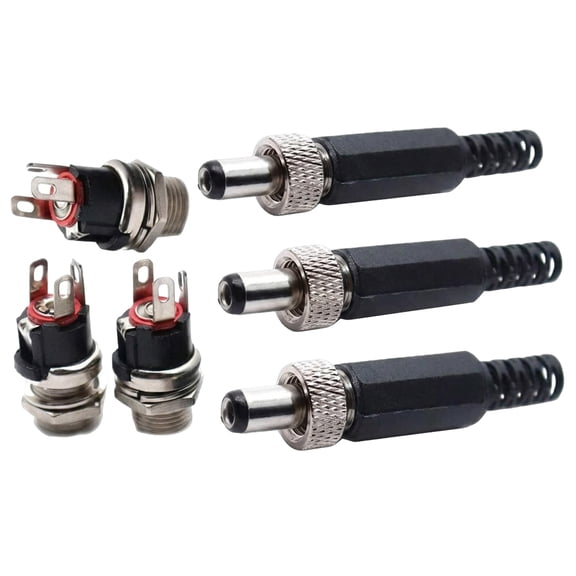 USHOBE 6Pcs Threaded Panel Mount Dc Power Jack Socket Female Compatible with Amplifiers Mixers