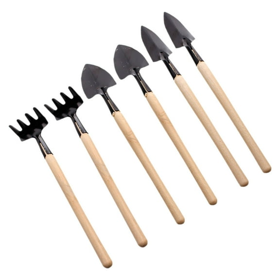 USHOBE 6Pcs Mini Gardening Tools Set for Flower and Vegetable Planting with Metal
