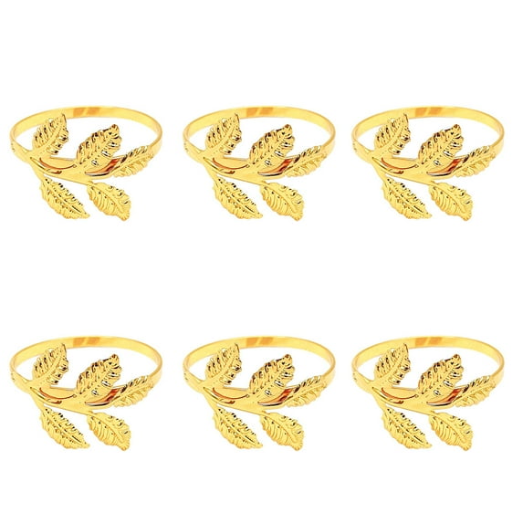 USHOBE 6Set Golden Leaf Napkin Holder Elegant Design for Table Decor