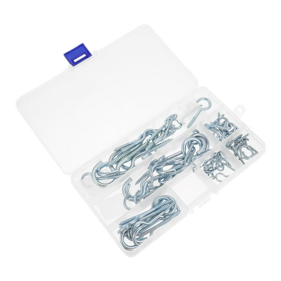 USHOBE 80Pcs Silver Galvanized Steel Screw Hooks for Light-Weight Items 2.8X1X0.1In