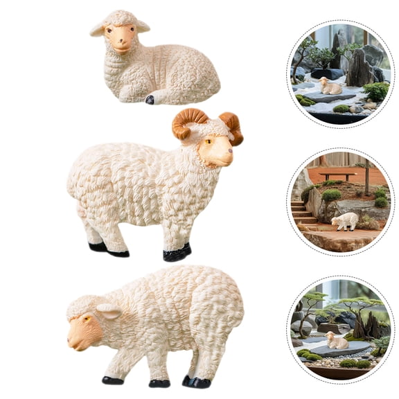 USHOBE 9Pcs Beige Resin Small Sheep Statues for Versatile Garden Decoration and Office Display Use