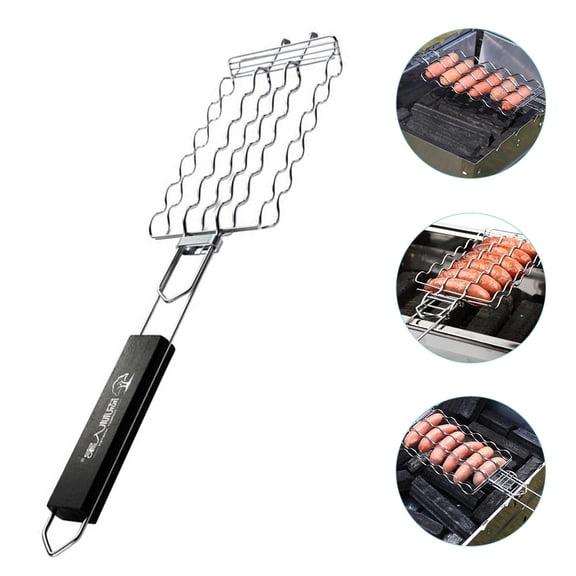 USHOBE Barbecue Cooking Mesh Wave Shaped Grill Racks Wood Easy to Clean 21.81X4.72X1.18In For Barbecue Tool