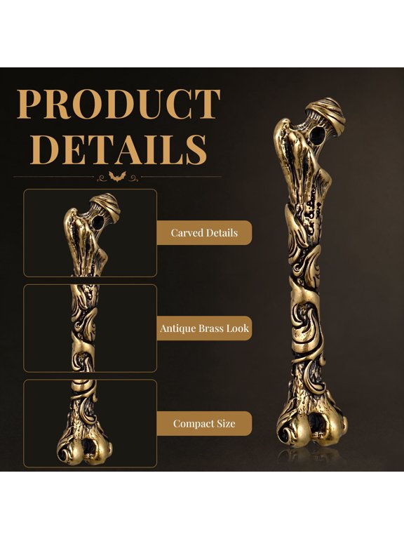 Golden Brass Bone Pendant Keychain Charm for Vintage Craft Decoration