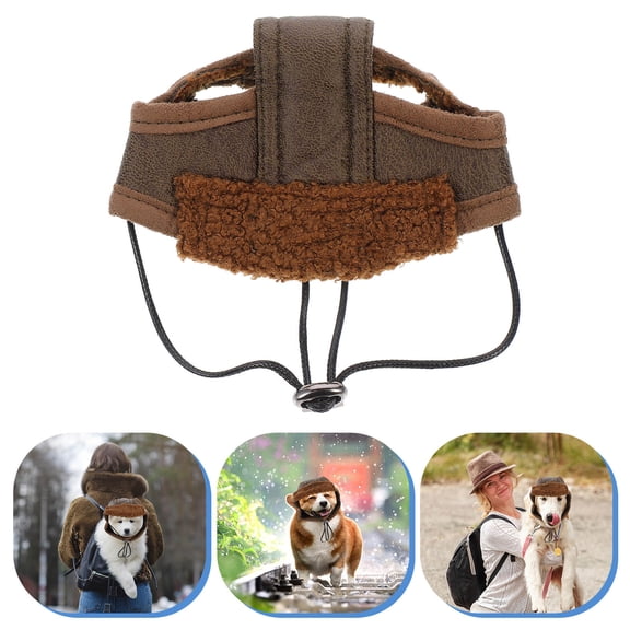 USHOBE Creative Brown Pilot Hat Pet Costume Perfect for Parties Photo and Special Occasions