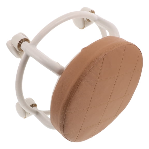 USHOBE Brown Footrest Stool with Casters, PU Plastic, Multi Purpose Low Seat for Waiting Rooms