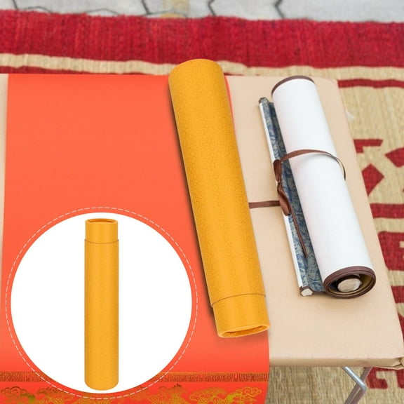 USHOBE Cardboard Storage Tubes 1Pcs for Paper Rolls Maps and Artwork Orange and Yellow