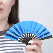 USHOBE Miniature Handheld Folding Fan Blue Paper Photography Prop 1Pack