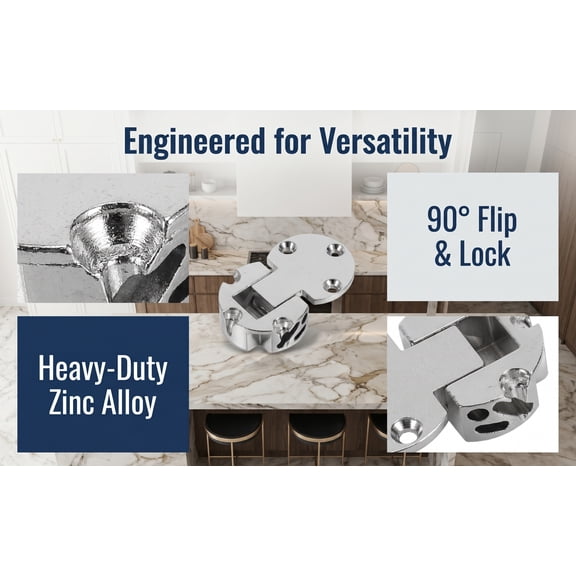 USHOBE Durable Zinc Alloy Table Hinges Plated Silver High Load Bearing Easy Install for Furniture 4Pcs