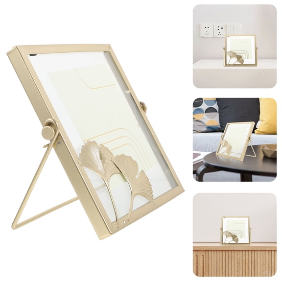 USHOBE Golden Ginkgo Leaf Metal Photo Frame for Tabletop Decoration