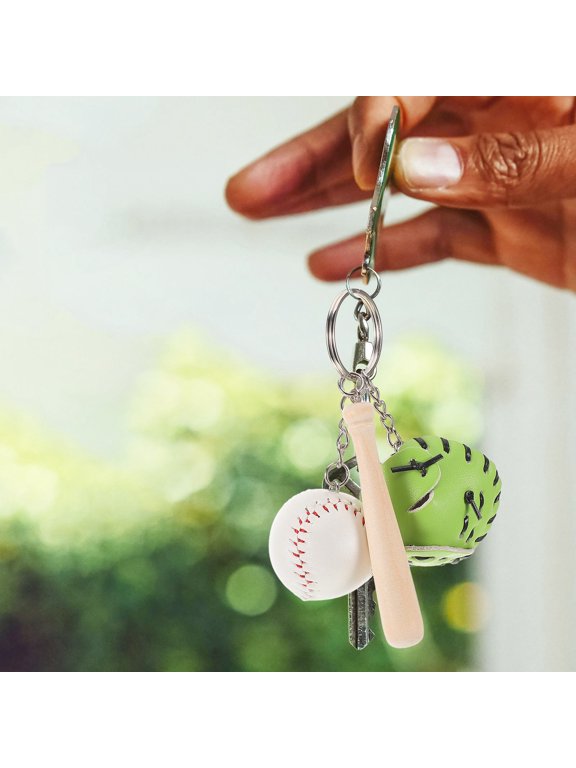 Baseball Keychain with Glove and Bat for Backpack Decoration Sports Accessory